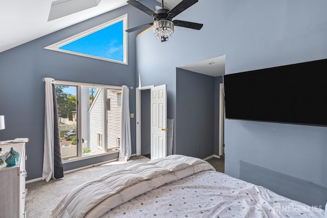 76 Woodland Dr, Keyport, NJ 07735 - carpeted bedroom with a high ceiling, baseboards, and a ceiling fan