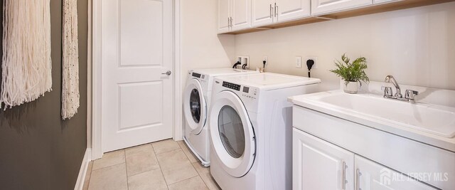 1313 Parker Blvd, West Windsor, NJ 08550 - washroom with cabinet space, independent washer and dryer, and light tile patterned flooring
