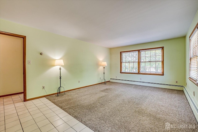 730 Old Post Rd, Edison, NJ 08817 - unfurnished room featuring a baseboard radiator, light colored carpet, and light tile patterned floors