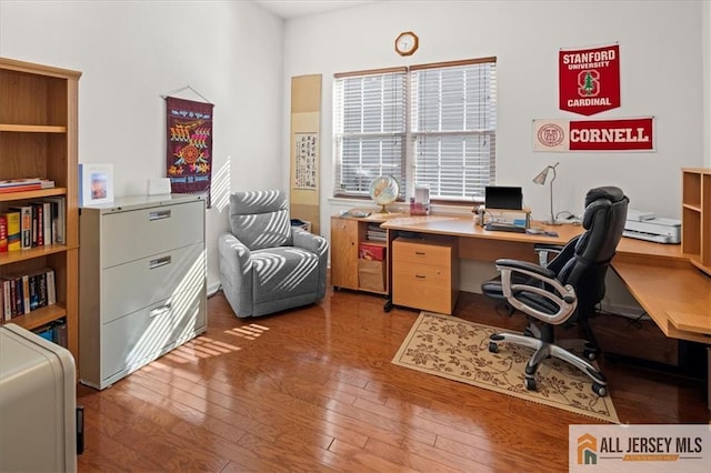 office area featuring hardwood / wood-style floors