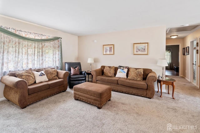 217 Fred Allen Dr, South Plainfield, NJ 07080 - carpeted living area featuring attic access and baseboards
