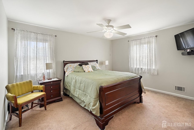 217 Fred Allen Dr, South Plainfield, NJ 07080 - bedroom with multiple windows, light colored carpet, and a ceiling fan