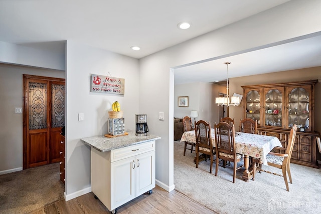 217 Fred Allen Dr, South Plainfield, NJ 07080 - dining space featuring a chandelier, light wood-style floors, and recessed lighting