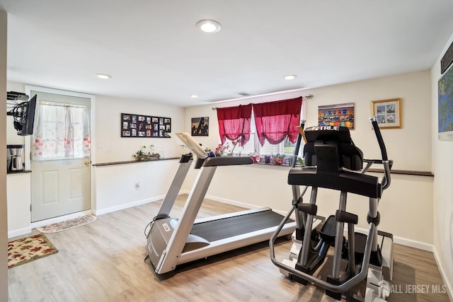 217 Fred Allen Dr, South Plainfield, NJ 07080 - workout area featuring wood finished floors and recessed lighting