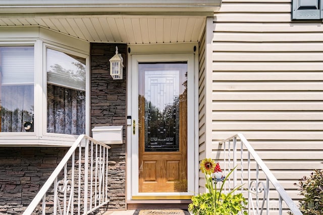 217 Fred Allen Dr, South Plainfield, NJ 07080 - doorway to property with stone siding