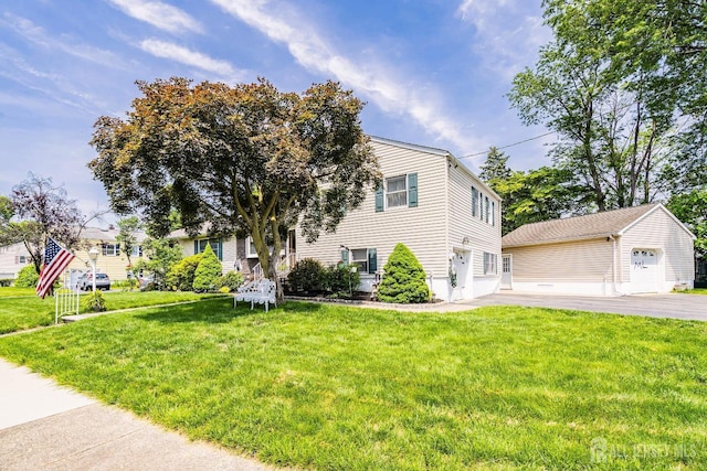 217 Fred Allen Dr, South Plainfield, NJ 07080 - view of front of home featuring a front yard, a detached garage, and an outdoor structure