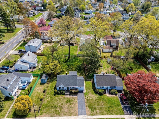 bird's eye view with a residential view