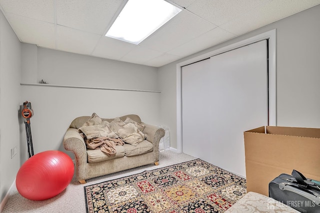 122 Salem Rd, North Brunswick, NJ 08902 - sitting room featuring carpet floors and a paneled ceiling