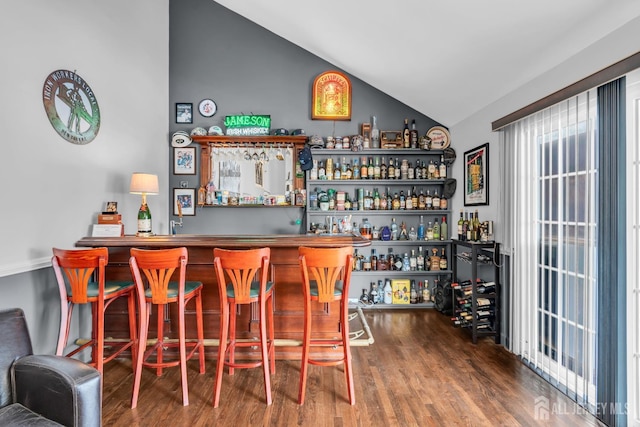 14 E Shirley Ave, Colonia, NJ 07067 - indoor dry bar featuring lofted ceiling and wood finished floors