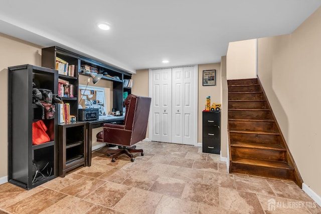 14 E Shirley Ave, Colonia, NJ 07067 - office featuring stone tile flooring and recessed lighting
