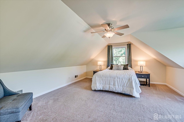 27 Vermont Ave, Franklin, NJ 08823 - carpeted bedroom with vaulted ceiling and a ceiling fan