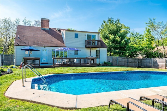 27 Vermont Ave, Franklin, NJ 08823 - view of pool with a fenced backyard and a deck