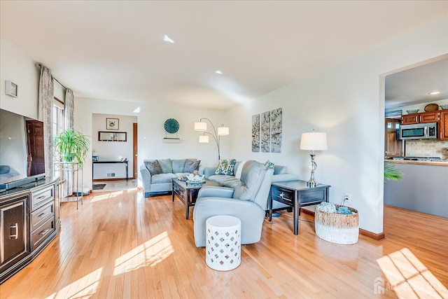 27 Vermont Ave, Franklin, NJ 08823 - living room with light wood-type flooring and baseboards