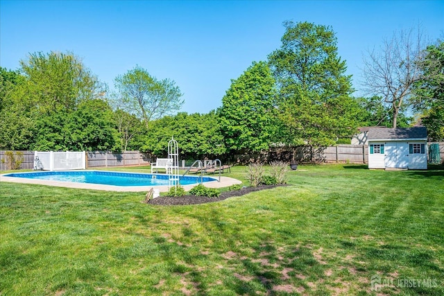 27 Vermont Ave, Franklin, NJ 08823 - view of pool with a fenced backyard and a storage unit