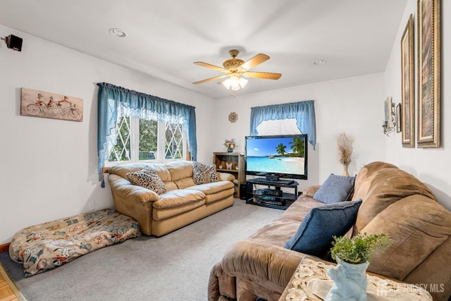 282 Sunset Ave, Old Bridge, NJ 08857 - living room featuring carpet flooring and a ceiling fan