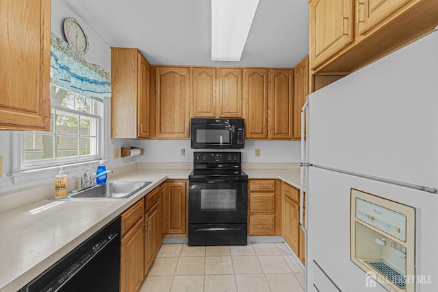 714 Victoria Ct Unit B, Monroe, NJ 08831 - kitchen featuring black appliances, light tile patterned floors, light countertops, and a sink