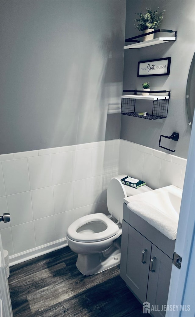 1485 Earie Way, Lacey, NJ 08731 - half bathroom featuring vanity, wood finished floors, and a wainscoted wall