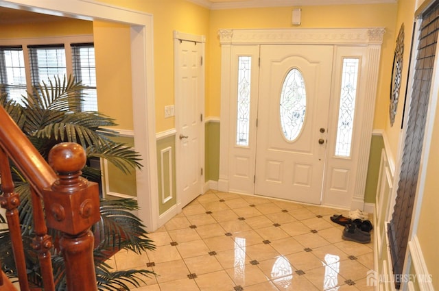 195-195 Wachung Ter, Scotch Plains, NJ 07076 - entrance foyer with crown molding, light tile patterned flooring, and baseboards