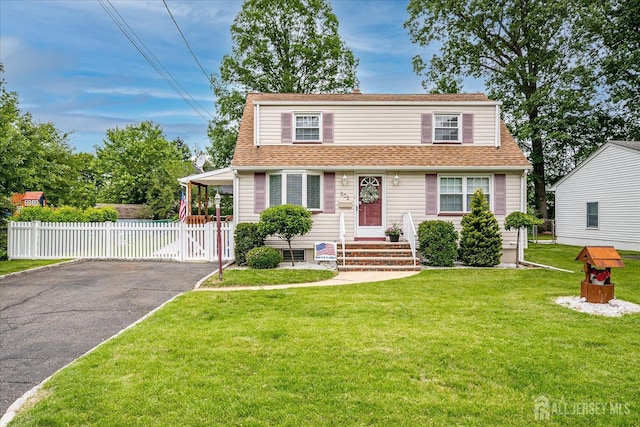202 Garden Dr, South Plainfield, NJ 07080 - view of front of house with asphalt driveway, a shingled roof, an attached carport, and a gate