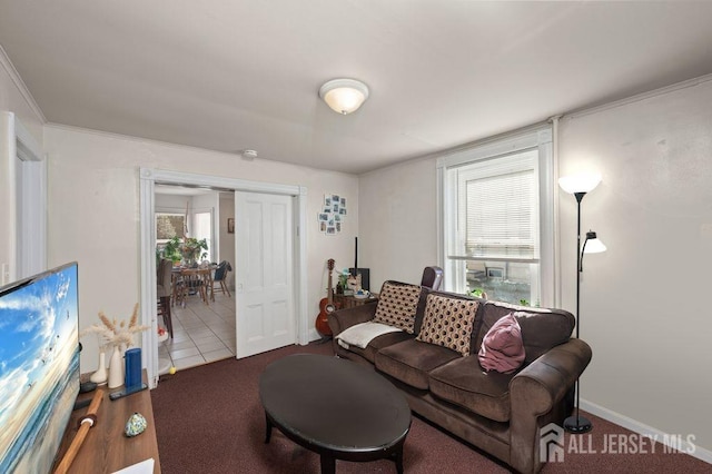 living room with light tile patterned floors