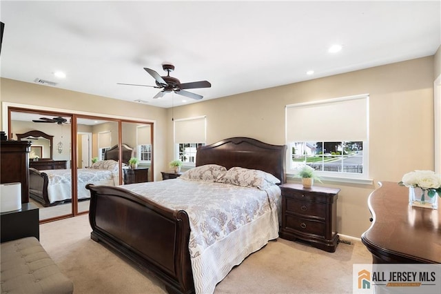 49 Lavender Dr, Edison, NJ 08820 - bedroom with light carpet, recessed lighting, and ceiling fan