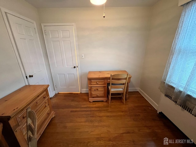 office area featuring dark hardwood / wood-style floors