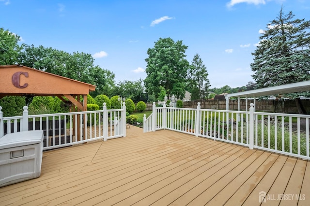 16 London Dr, East Brunswick, NJ 08816 - wooden terrace featuring a fenced backyard and view of scattered trees