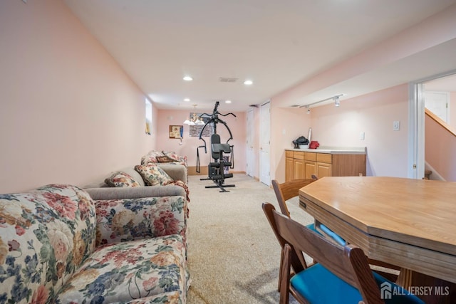 16 London Dr, East Brunswick, NJ 08816 - living room featuring light carpet and recessed lighting