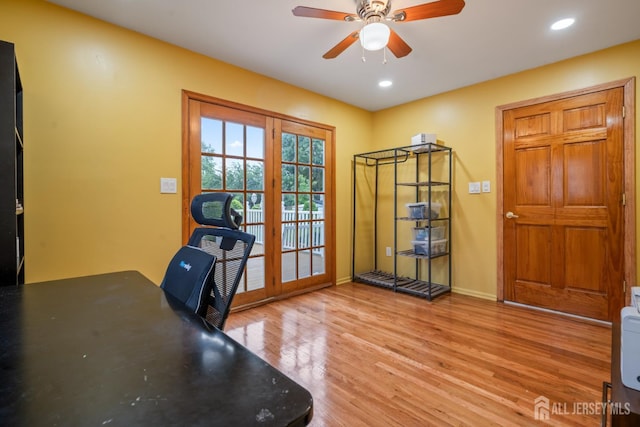 16 London Dr, East Brunswick, NJ 08816 - office area featuring wood finished floors, ceiling fan, and recessed lighting