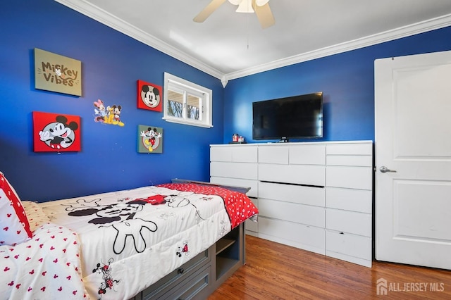 26 Venus Rd, Old Bridge, NJ 08879 - bedroom with ornamental molding, wood finished floors, and a ceiling fan