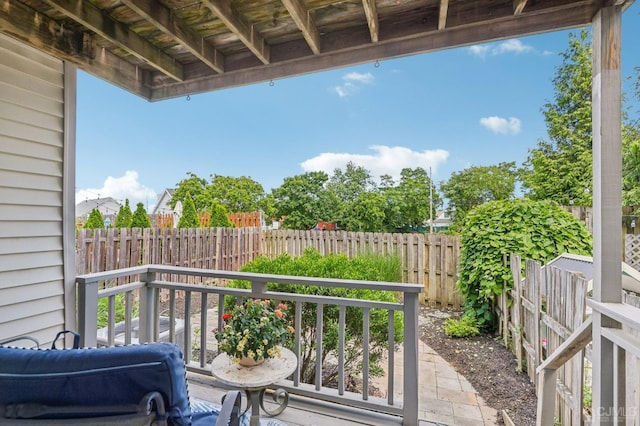 balcony with a patio area