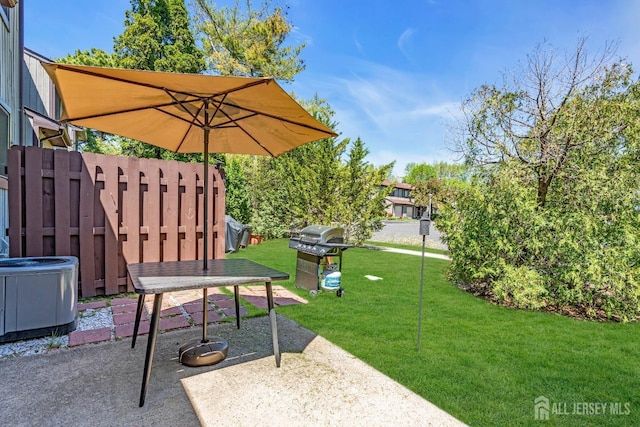 view of yard featuring a patio area and central air condition unit