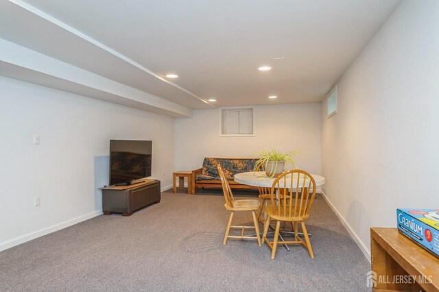 28 Thrush Dr, East Brunswick, NJ 08816 - dining room with carpet flooring, recessed lighting, and baseboards
