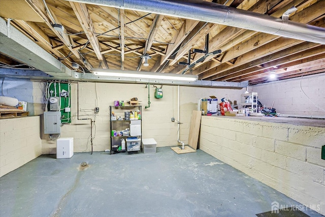 74 Hazelwood Ave, Metuchen, NJ 08840 - unfinished basement featuring concrete block wall and electric panel