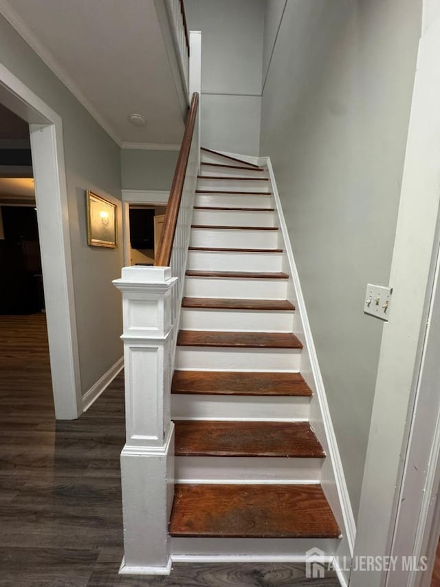 86 Harvey St, New Brunswick, NJ 08901 - staircase featuring wood finished floors and ornamental molding