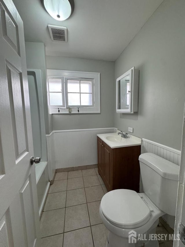 86 Harvey St, New Brunswick, NJ 08901 - full bath featuring vanity, tile patterned flooring, and a wainscoted wall