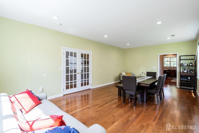 3 Lily Ln, Piscataway, NJ 08854 - dining room with french doors, wood finished floors, recessed lighting, and baseboards