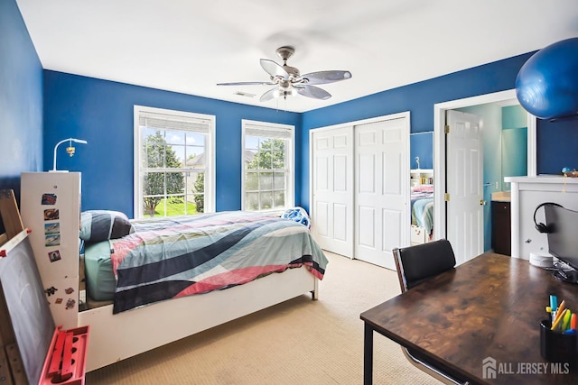 3 Lily Ln, Piscataway, NJ 08854 - carpeted bedroom with a closet and a ceiling fan