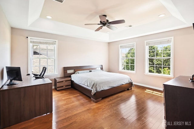 3 Lily Ln, Piscataway, NJ 08854 - bedroom featuring a tray ceiling, multiple windows, light wood-style flooring, and recessed lighting
