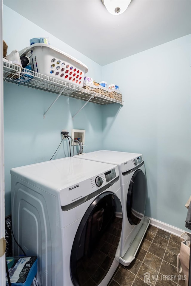 3 Lily Ln, Piscataway, NJ 08854 - laundry area featuring washer and dryer and baseboards