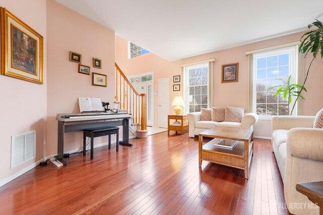 living room with wood-type flooring