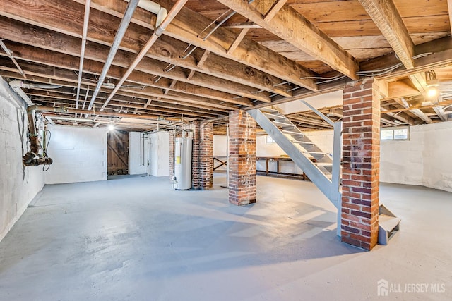 404 Mountainview Ter, Dunellen, NJ 08812 - below grade area with gas water heater and stairs