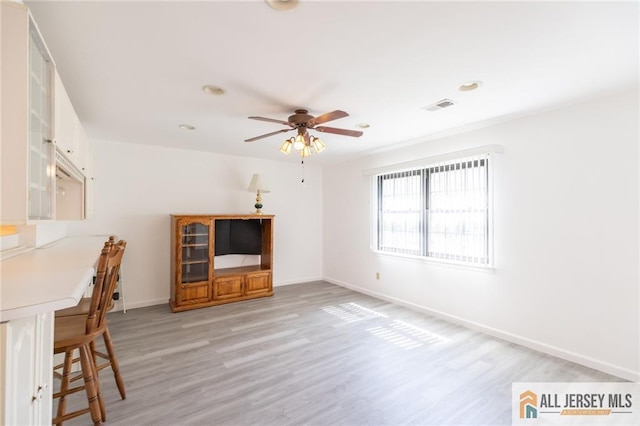 50 Prospect St Unit 09, Metuchen, NJ 08840 - living room featuring a ceiling fan, light wood-style floors, and recessed lighting