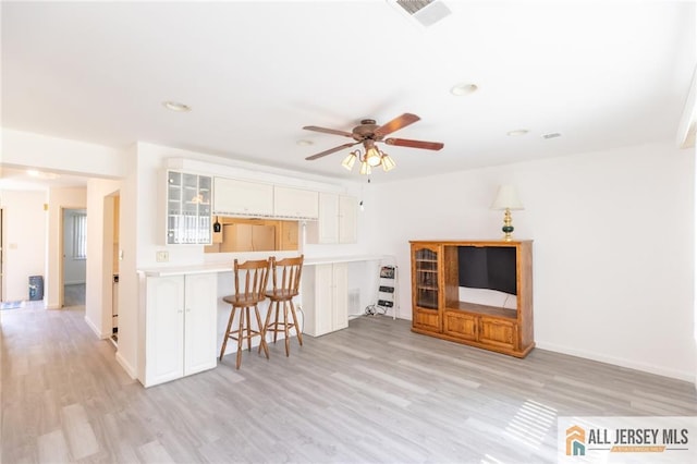 50 Prospect St Unit 09, Metuchen, NJ 08840 - living room featuring ceiling fan, light wood-type flooring, and recessed lighting