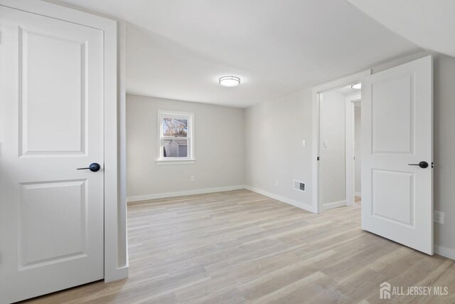 interior space with light hardwood / wood-style floors