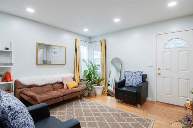 living room with light wood-type flooring