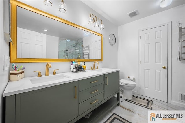 202 Canterbury Way S, Brunswick, NJ 08540 - bathroom with a stall shower, marble finish flooring, and double vanity