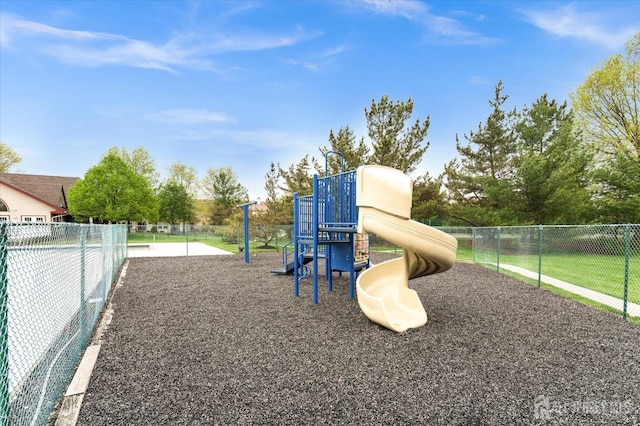 community jungle gym with fence