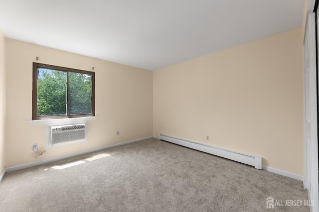 1004 Cricket Ln, Woodbridge Proper, NJ 07095 - unfurnished room featuring baseboard heating, carpet flooring, and a wall mounted air conditioner