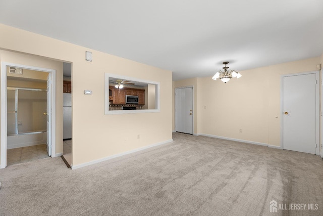 1004 Cricket Ln, Woodbridge Proper, NJ 07095 - unfurnished living room featuring carpet and a chandelier